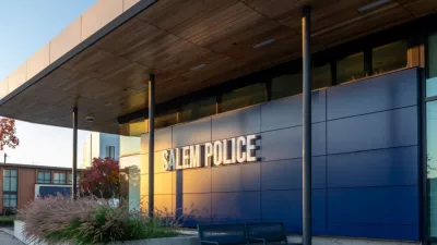 Salem Police building in Salem downtown. Salem^ Oregon^ USA - October 12th^ 2024
