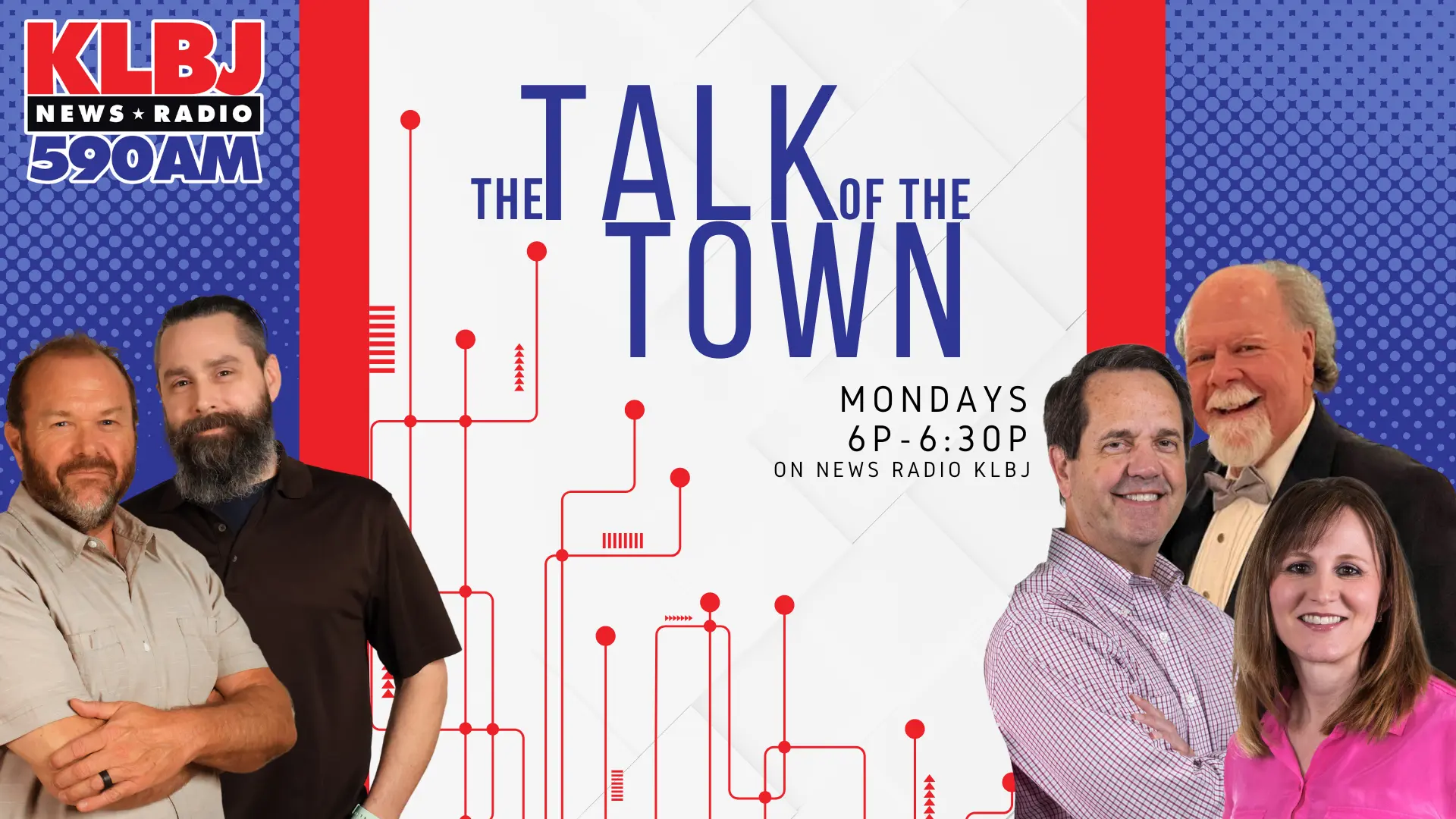 the Talk of the town header image with jocks 2025 mondays 6pm klbj am news radio austin 590 am