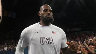 LeBron James at Paris 2024 Olympic Games match between the United States and Brazil at the Bercy Arena. Paris-France^ August 6^ 2024