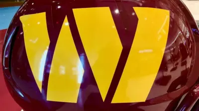 A closeup of a Washington Commanders helmet on display for a week at Mall of America. Bloomington^ MN^ USA. November 18^ 2023