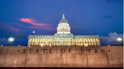 Utah State Capitol building in Salt Lake City in Utah USA at sunset