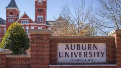 Auburn University campus sign and Samford Hall Auburn^ AL - February 3^ 2022