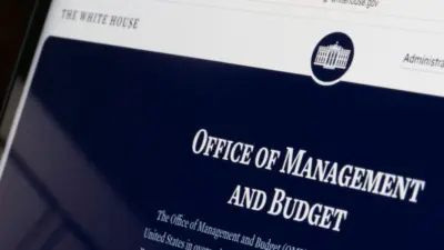 Closeup of the webpage of the Office of Management and Budget (OMB) seen on the White House's website on a computer.