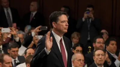 Former FBI Director James Comey testifies in front of the Senate Intelligence Committee during hearing in the Hart Senate Office building June 8^ 2017^ in Washington DC.