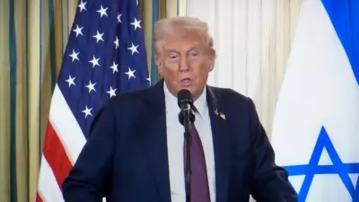 U.S. President Donald Trump takes part in a joint press conference with the Israeli Prime Minister. Washington^ D.C.^ USA - September 30 2025