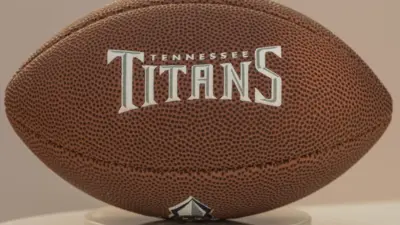 Tennessee Titans football on white stand. London^ United Kingdom - May 26th 2023