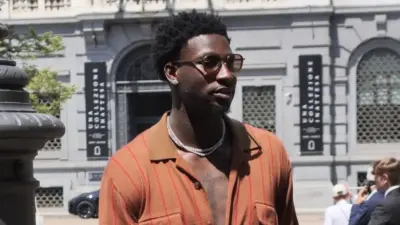 NBA basketball player Jaren Jackson walking in Scala square Milan^ Lombardy^ Italy Milan^ Italy: 30 June 2023