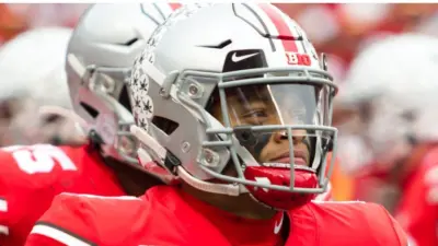 Justin Fields #1 - NCAA Division 1 Football University of Maryland Terrapins Vs. Ohio State Buckeyes on November 11th 2019 at Ohio State Stadium in Columbus^ Ohio USA