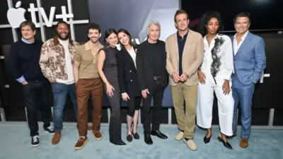 Bill Lawrence^ Luke Tennie^ Michael Urie^ Lukita Maxwell^ Christa Miller^ Harrison Ford^ Jason Segel^ Jessica Williams and Ted McGinley Apple TV+’s ‘Shrinking’ FYC May 18^ 2025