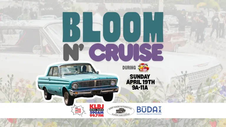 Join Todd at the Bloom ‘N Cruise Classic Car Parade in Buda!