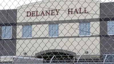 Delaney Hall is a secure detention facility near Newark Airport used by the U.S. Department of Homeland Security to hold illegal aliens awaiting deportation hearings. Newark^ NJ^ USA - Oct. 23^ 2025