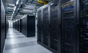 AI-generated photo of the inside of a data center,