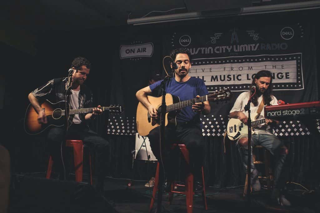 Local Natives performing in the Dell Music Lounge