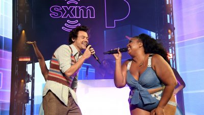 harry styles and lizzo onstage