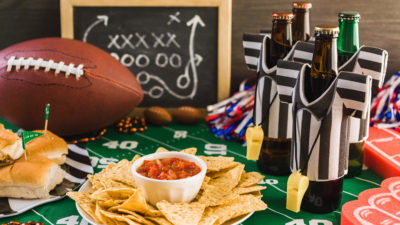 football and snacks