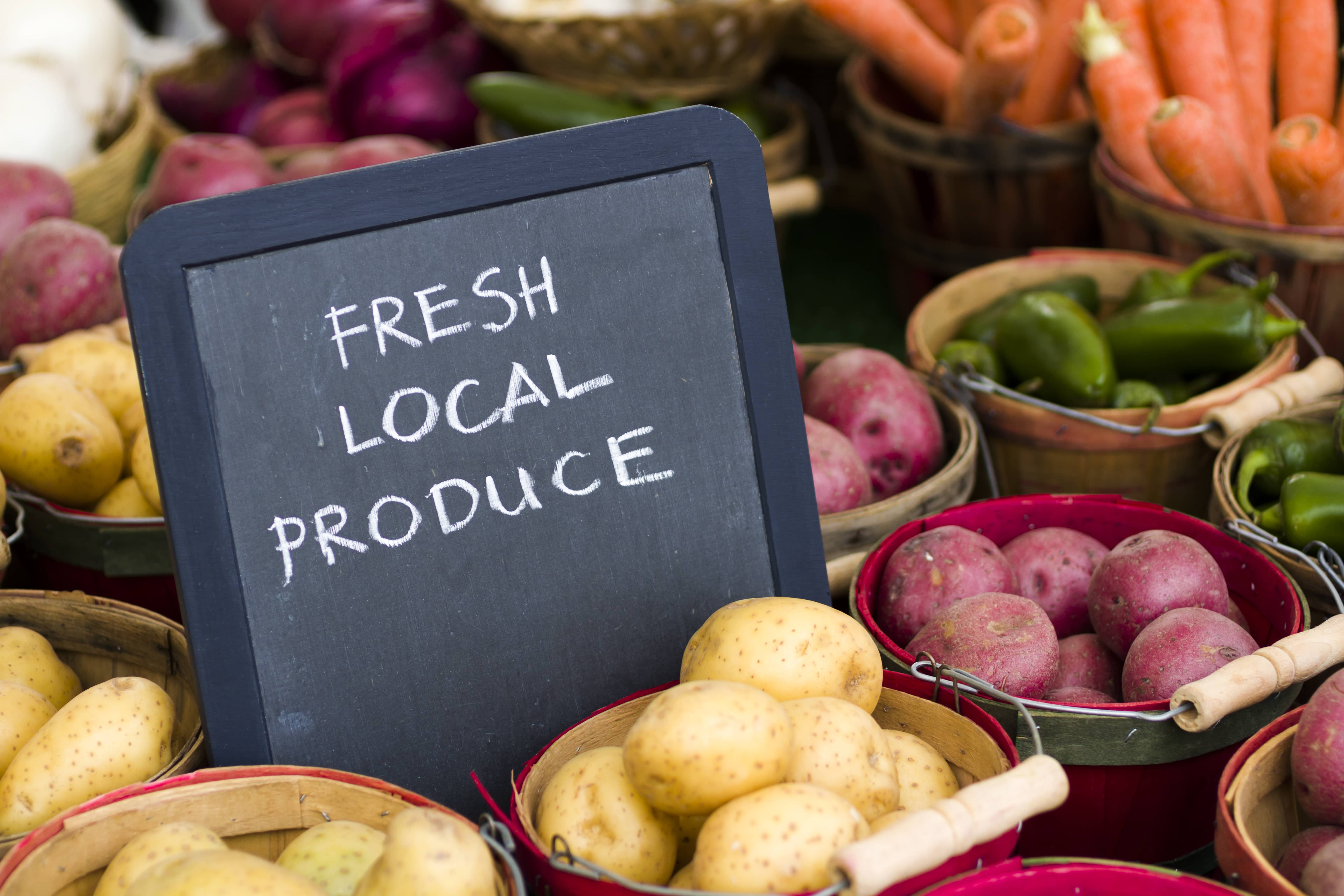 Fresh produce on sale at the local farmers market.