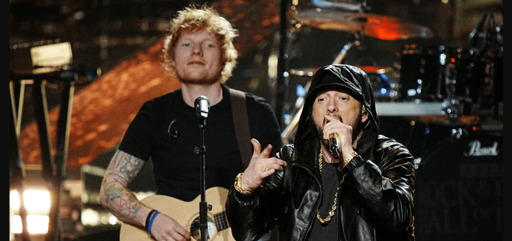 Eminem performing with Ed Sheeran