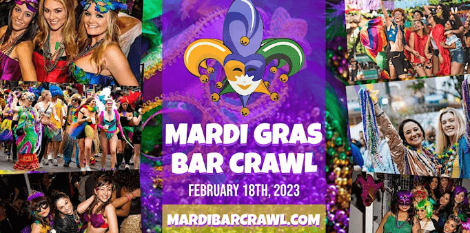 Mardi Gras Bar Crawl Flyer 