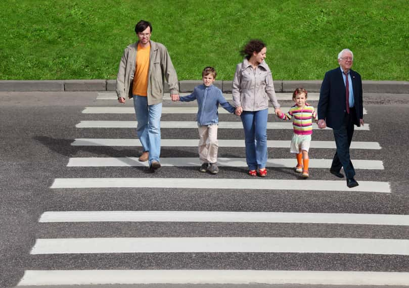 photoshop of Bernie Sanders and a family