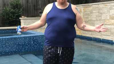 Jason in front of his pool.