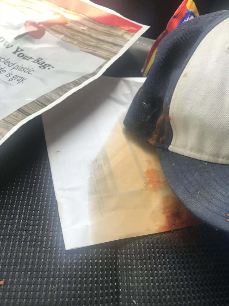 Image of the Tales of Gluttony Mess in Jason's Car and mess on his hat