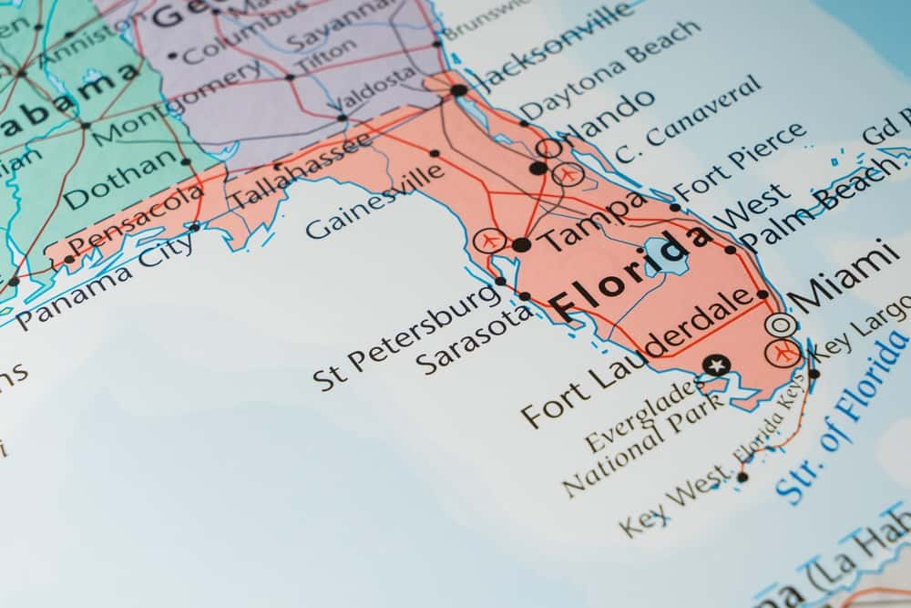 a map of florida that shows all of the major cities