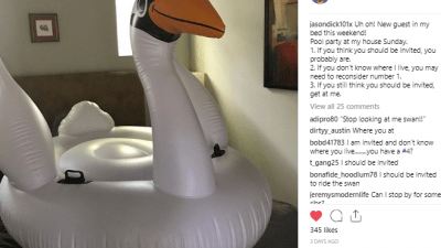 Image of Jason's Instagram post of a duck float
