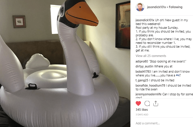 Image of Jason's Instagram post of a duck float