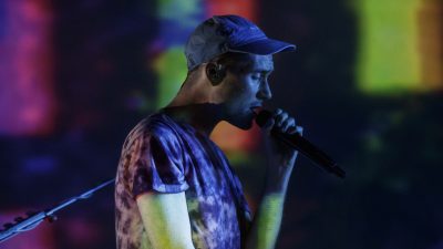 Dan Smith of Bastille performs in concert at Razzmatazz on February 27, 2019 in Barcelona, Spain.