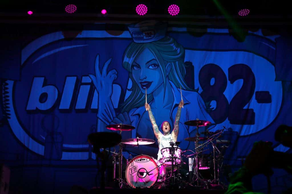 Travis Barker of the band Blink 182 performs at KROQ,