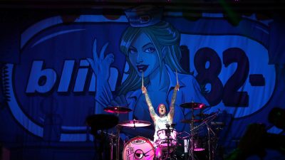 Travis Barker of the band Blink 182 performs at KROQ,
