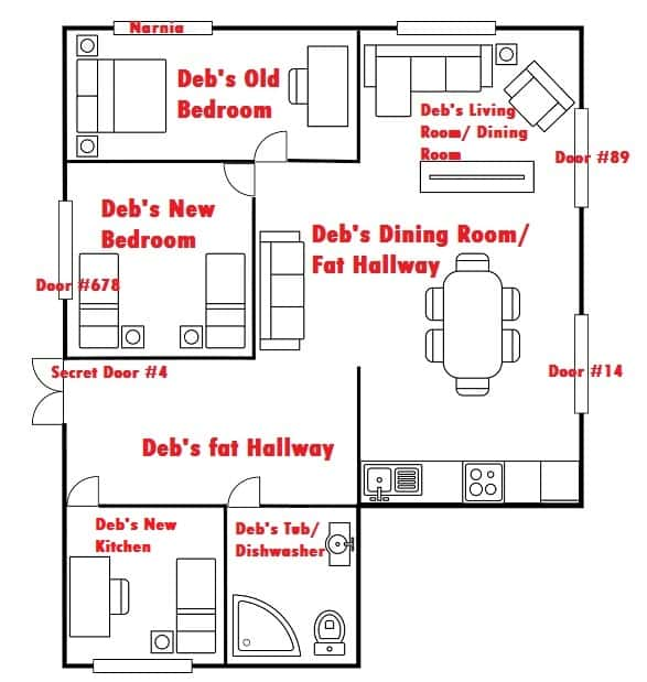 Drawing of Deb's floor plan.