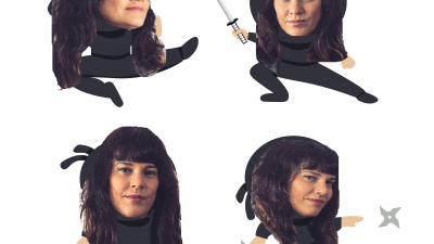Photoshop photo of Deb as a ninja.
