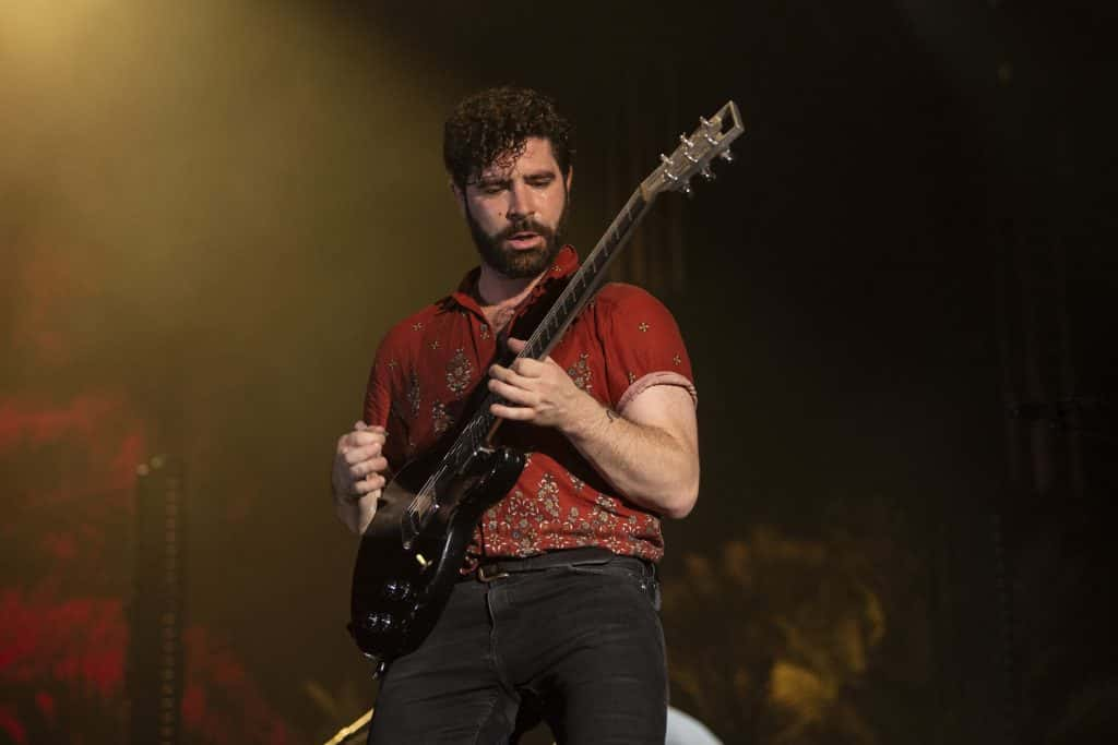 : Yannis Philippakis of Foals performs on stage during Cruilla Festival at Parc del Forum on July 05, 2019 in Barcelona, Spain.