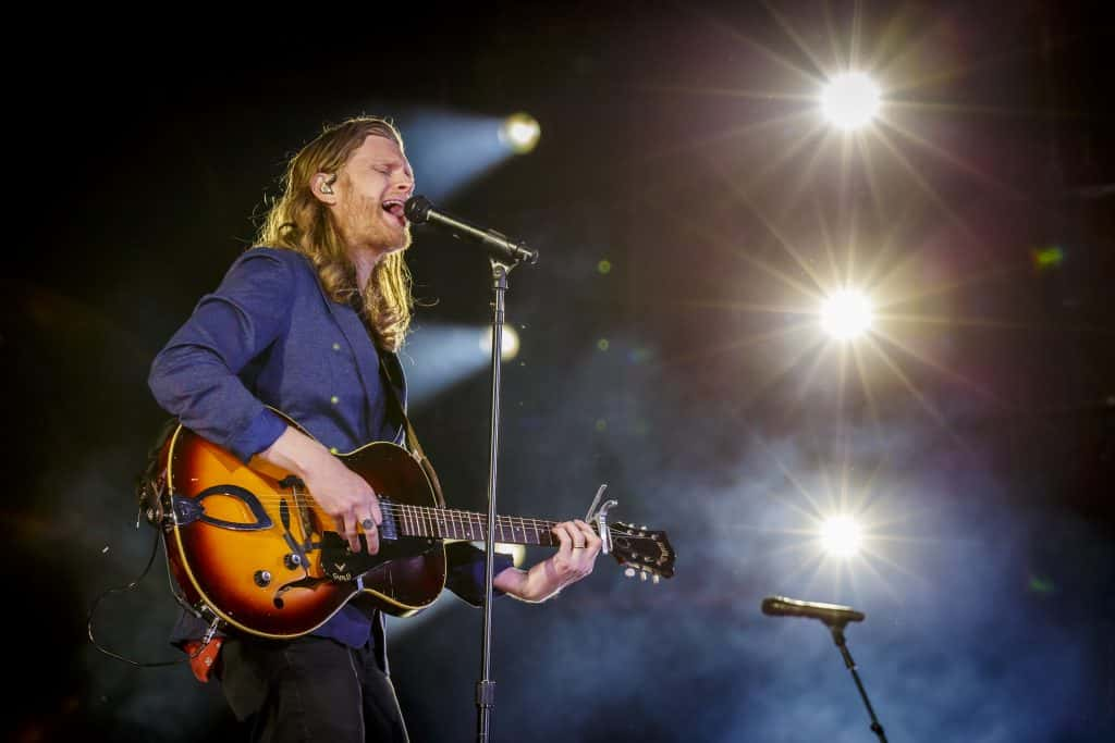 Wesley Schultz of The Lumineers performs at the Osheaga Music and Art Festival at Parc Jean-Drapeau on August 02, 2019 in Montre