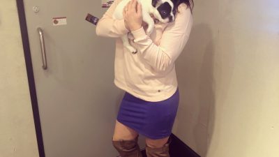 Deb in the 101X studio on Valentine's Day.