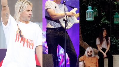From left to right: Judah Akers, Sam Fender, Flora Cash