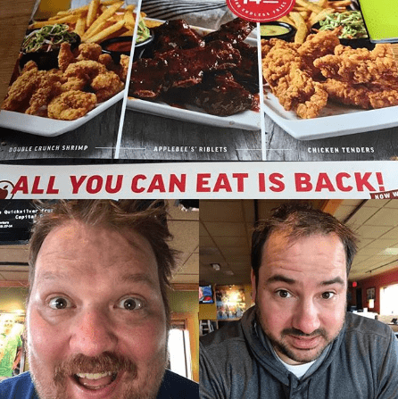 Jason and Nick at Applebee's all you can eat.