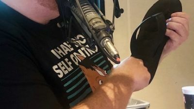 Jason with flip flops.