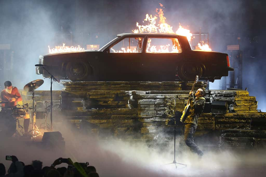 Tyler Joseph of Twenty One Pilots performs onstage during the 2018 American Music Awards