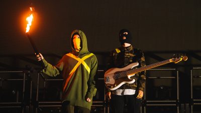 osh Dun and Tyler Joseph of Twenty One Pilots perform at Staples Center on November 01, 2019 in Los Angeles, California.