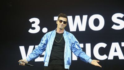 Andy Samberg of The Lonely Island performs in concert during day three of the Bonnaroo Music And Arts Festival on June 15, 2019