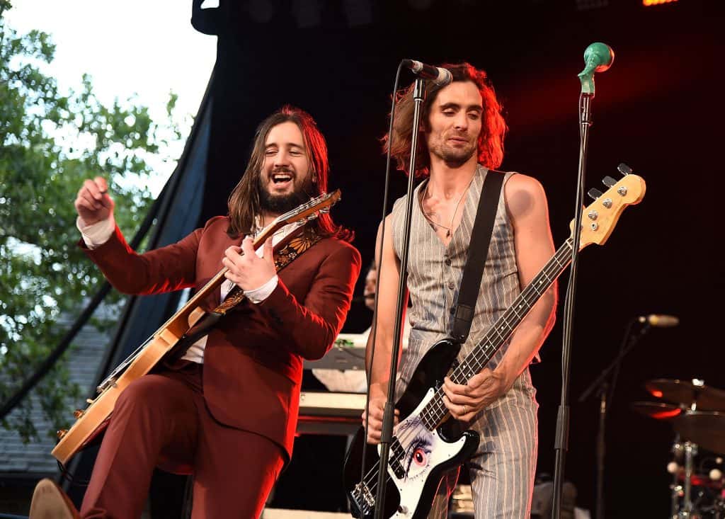 Nick Wheeler and Tyson Ritter of All American Rejects performs during City Parks Foundation SummerStage