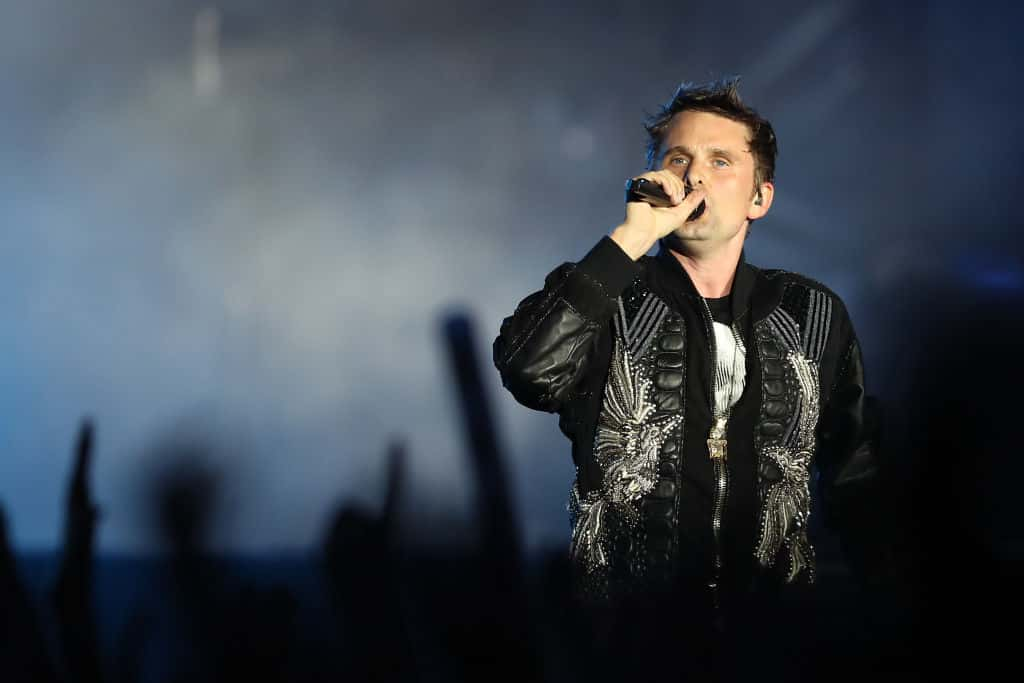 British rock band Muse lead singer Matthew Bellamy performs at the Rock in Rio Lisboa 2018