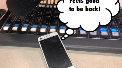 Jason's phone with a thought bubble that says "Feels good to be back".