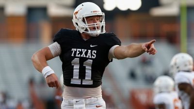 Sam Ehlinger #11 of the Texas Longhorns