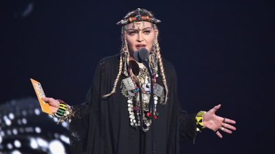 Madonna speaks onstage during the 2018 MTV Video Music Awards at Radio City Music Hall