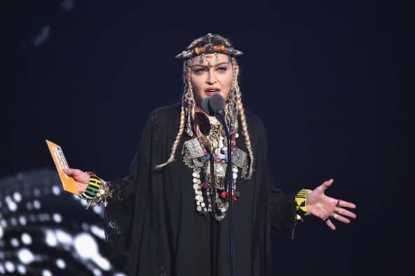 Madonna speaks onstage during the 2018 MTV Video Music Awards at Radio City Music Hall