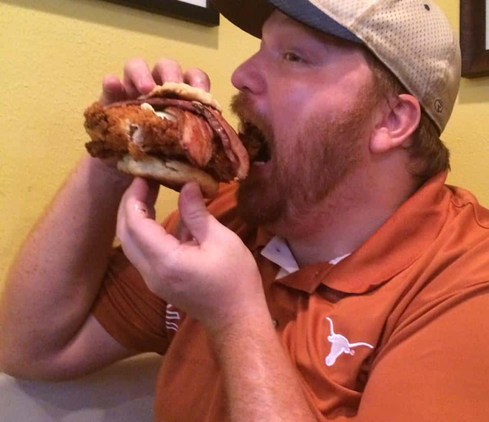 Jason eating a big sandwich