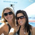 #TBT Bud Light Party Cruise : Deb and former ‘Sorority Intern’ Cassandra at the Bahamas Bud Light Party Cruise from 2009 in sunglasses in front of the water. 